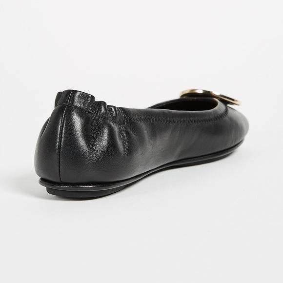 Tory Burch Travel Flat Black Leather/Silver- not Gold Tory B. emblem - Picture 8 of 14